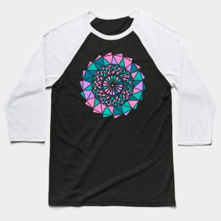 Digital mandala with random geometric shapes in bright neon colors Baseball T-Shirt